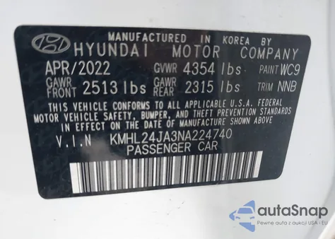 2022 Hyundai Sonata Se from USA, damaged, VIN KMHL24JA3NA224740